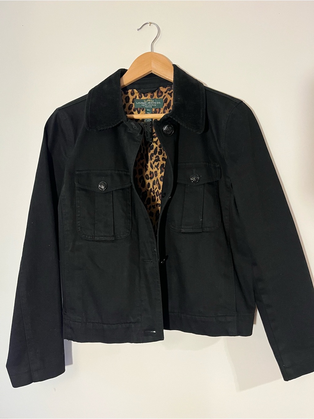 Ralph Lauren Black Jean Jacket with Leopard Lining